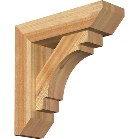 Ekena Millwork Merced Slat Rough Sawn Bracket w/ Offset Brace, Western Red Cedar, 6"W x 20"D x 20"H BKT0604X20X20MRC06RWR